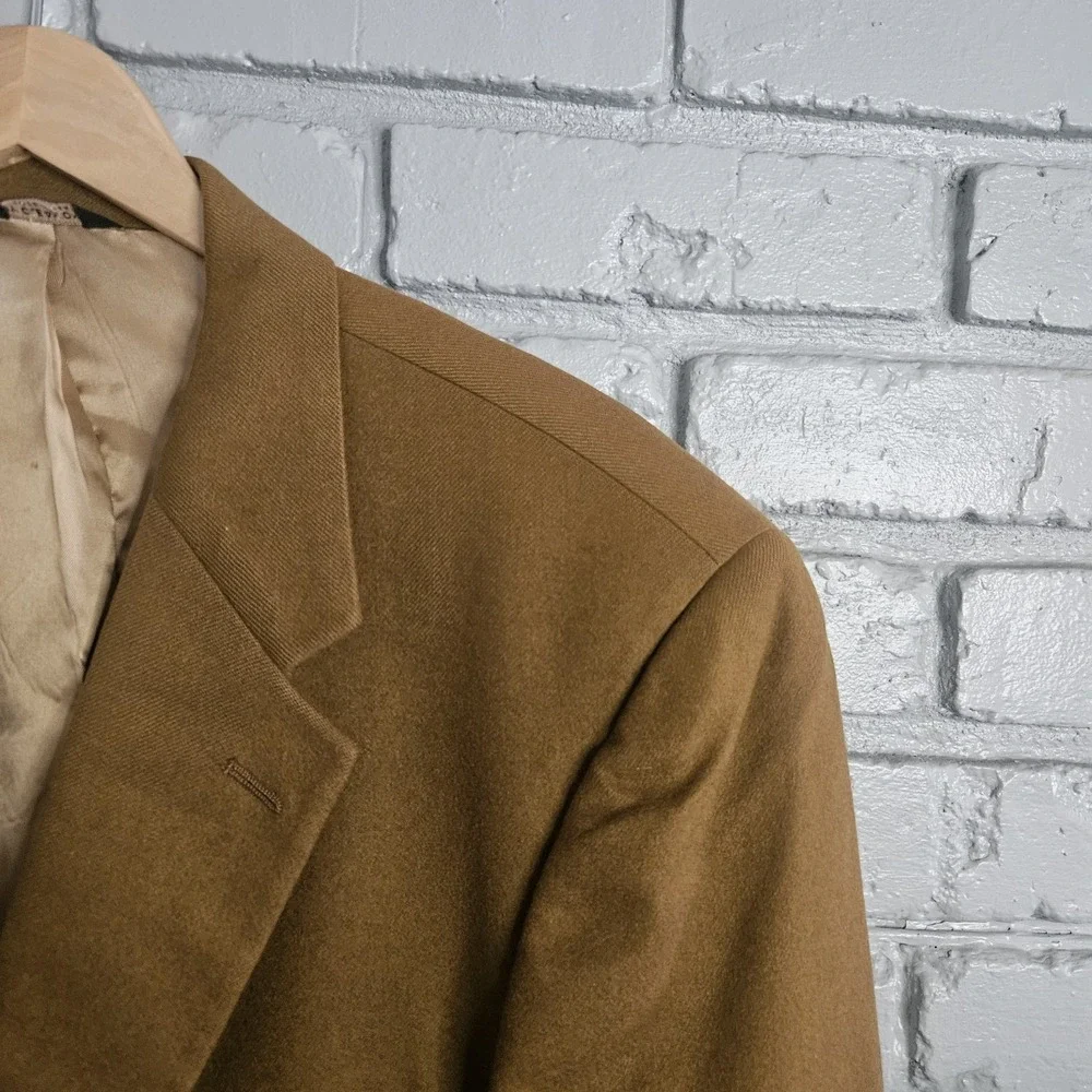Bill Blass Mens Blazer 46L Cashmere Brown Dick‎ Bruhn Coat Suit Jacket